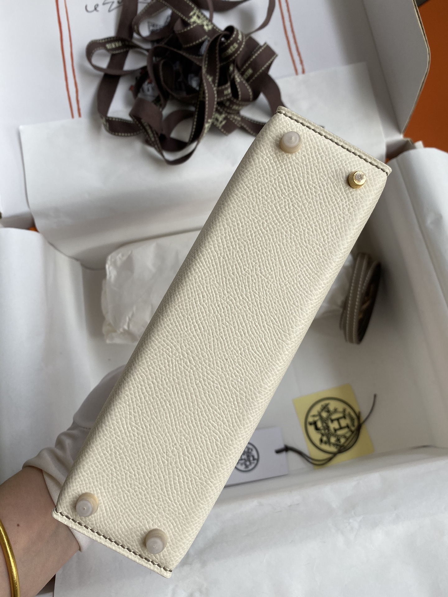 Hermes Kelly Mini II Bag 19CM In White Grey Epsom Leather